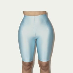 Festival Shiny Baby Blue Biker Shorts